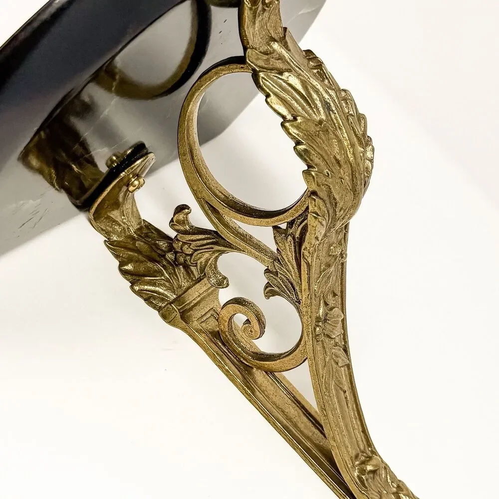 Vintage Bombay Co Hollywood Regency Brass Faux Marble Wall Shelf Sconce Decor